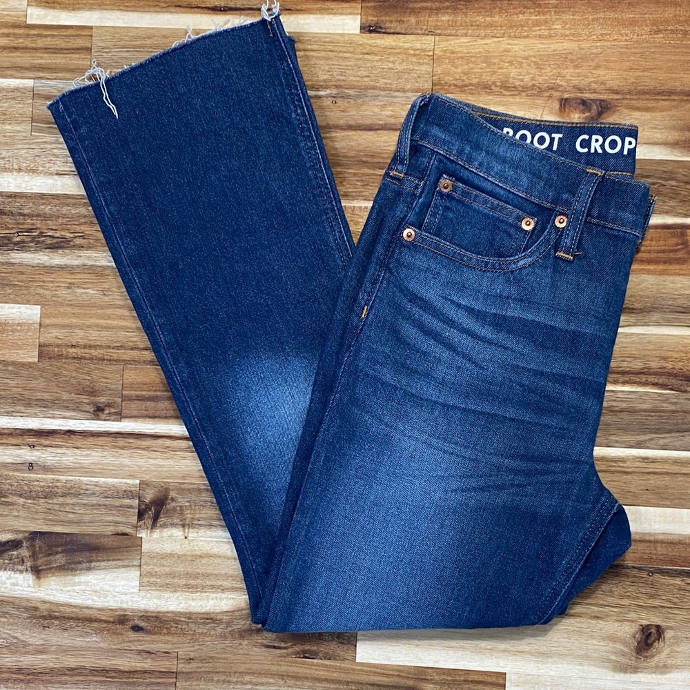 Women’s J Crew Billie Crop Rough Hem Dark Indigo Bootcut Jeans - Size 26
